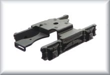 Large single cast iron bogie, for passenger waggon 351 till 354, without wheel set, for bow-coupling (zinc cast iron, no guarantee for mounting the axle or for riveting, mounting at TTN work shop without additional costs), price per piece.