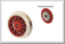 Wide spoke wheel, nickel-plated, cast zinc, with riveted gear, suitable for RET/RES/SE/SEW/SEWH 800, price per item