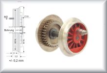 Drive axle complete with crank pin. Dimensions of the wheels can be seen in the photo. Price per axle.