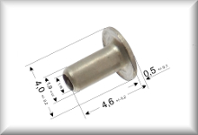 Hohlniet, Messing vernickelt, Gesamtl&auml;nge 4,5 mm, Durchmesser 1,9 mm, passend f&uuml;r Lampenfassungen und diverse Pertinaxplatten, Preis pro St&uuml;ck.