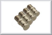 Schraubpuffer,breite Form, aus Messing vernickelt, Preis pro 4 St&uuml;ck.
