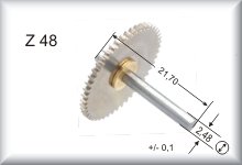 Zahnrad f&uuml;r Antriebsr&auml;der, 48 Z, Messing, Preis pro St&uuml;ck.