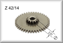 Unteres Beisatzzahnrad (zweites Getriebezahnrad )MS 800, G 800, GN 800, 3009, 3027, 3045, 3046, 3047, 8346, 834 und bei Motoren breite Version der 800 Serie Preis pro St&uuml;ck.
 